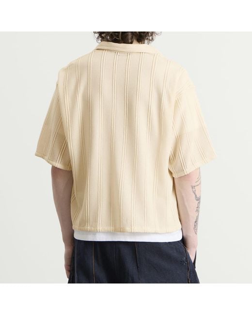 Beams Plus Natural Mesh Open Collar Shirt for men