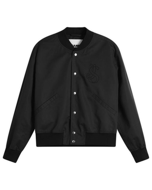 Jil Sander Black Snap Closure Varsity Jacket for men