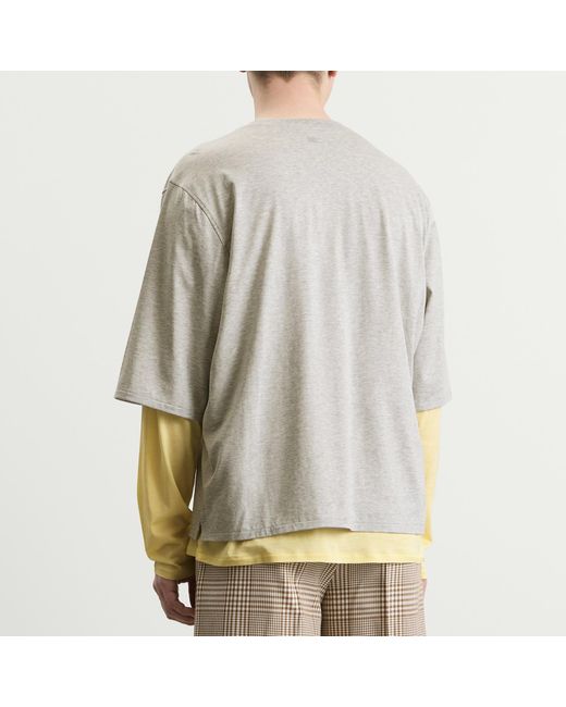 AMI Gray Mercerised Jersey Adc Double Layer T-Shirt for men