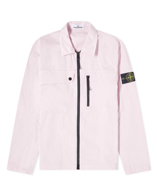 Stone Island Pink Supima Cotton Twill Stretch-Tc Zip Shirt Jacket for men
