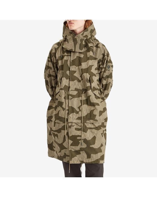 Belstaff Green Terrain Camo Canopy Parka Jacket for men