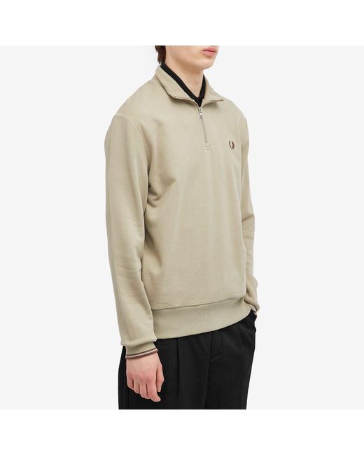 Fred Perry White Half Zip Sweat for men