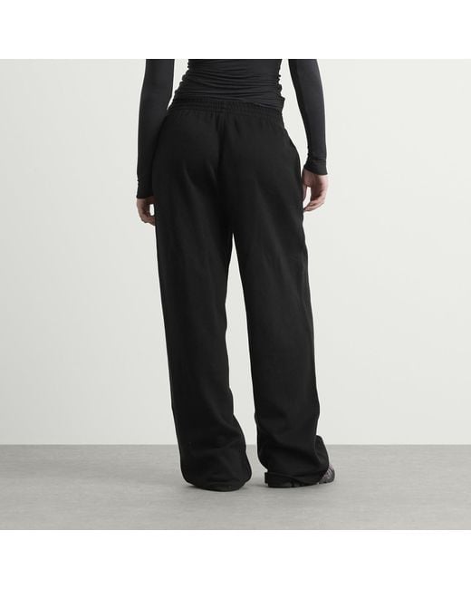 Skims Black Cotton Fleece Exposed Boxer Wide Leg Pants