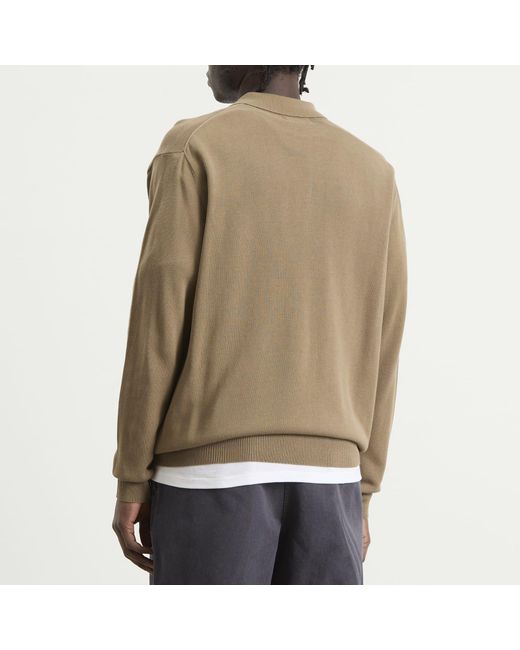 Beams Plus Brown 12G Knit Long Sleeve Polo Shirt for men