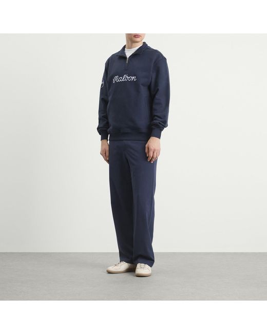 Malbon Blue Collegiate Quarter-Zip Sweatshirt for men