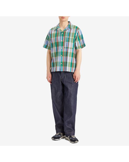 Folk Blue Relaxed Soft Collar Vacation Shirt for men