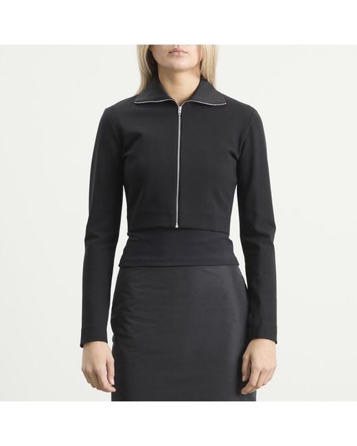 Jil Sander Black Zip Up Jacket With Ribbed Collar
