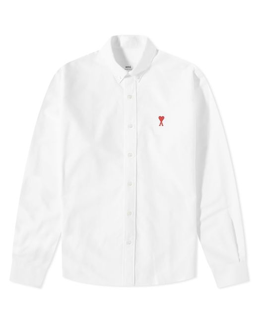 AMI White Ami Heart Button Down Oxford Shirt for men