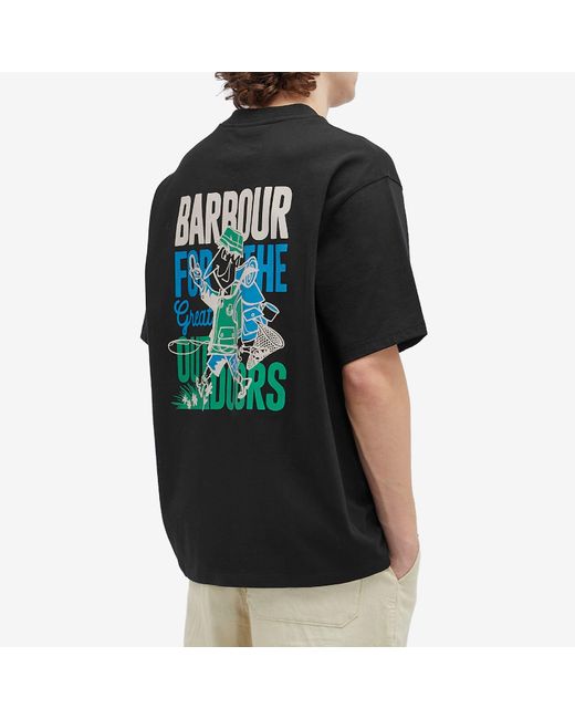 Barbour Black Heritage + Leonard Os Graphic T-Shirt for men
