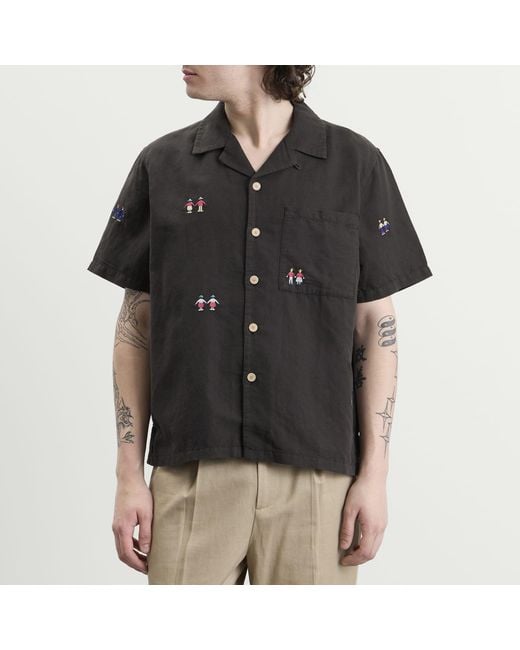 Folk Black Presented By End. Relaxed Soft Collar Vacation Shirt for men