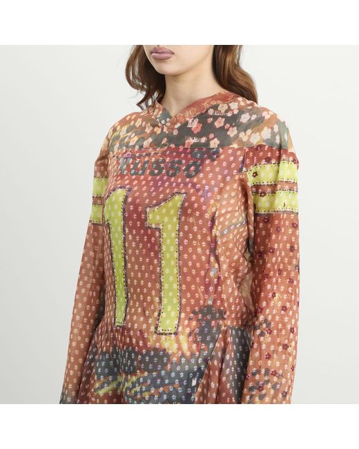 PAOLINA RUSSO Red Long Sleeve Short Dress