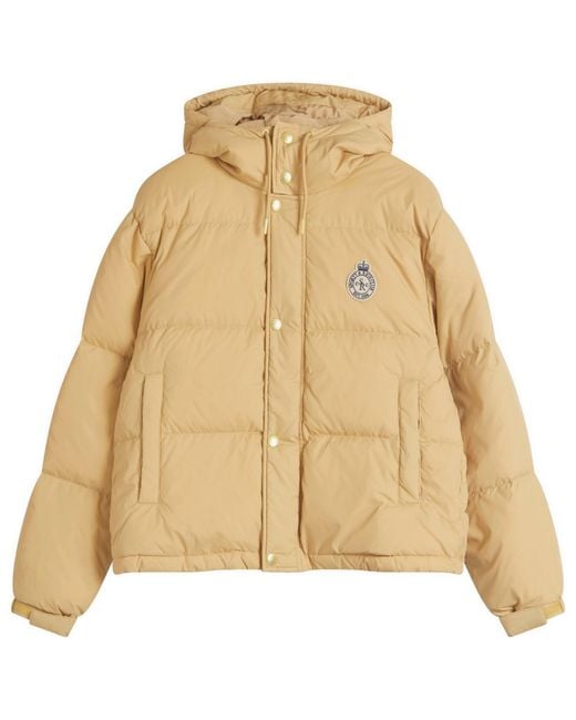 Sporty & Rich Natural Crown Logo Hooded Puffer Jacket