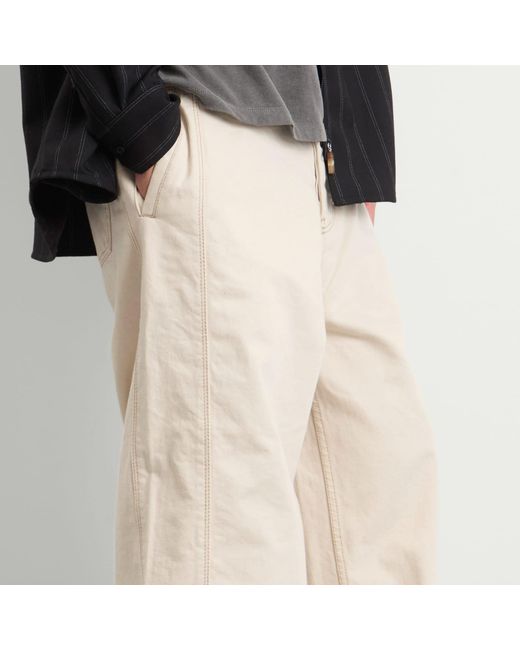 AMI Natural Off- Cotton Twill Wide Fit Trousers for men