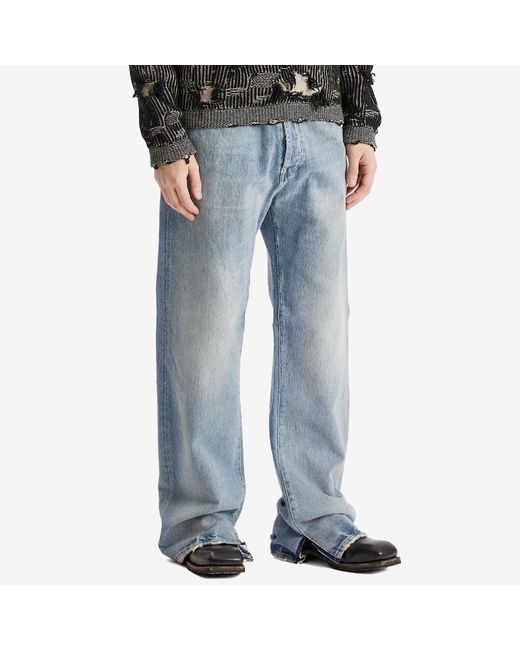 Maison Margiela Blue Wide Leg Distressed Denim Jeans for men