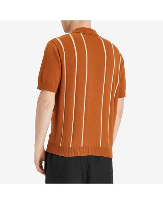 Percival Brown Micro Cable Knitted Polo for men