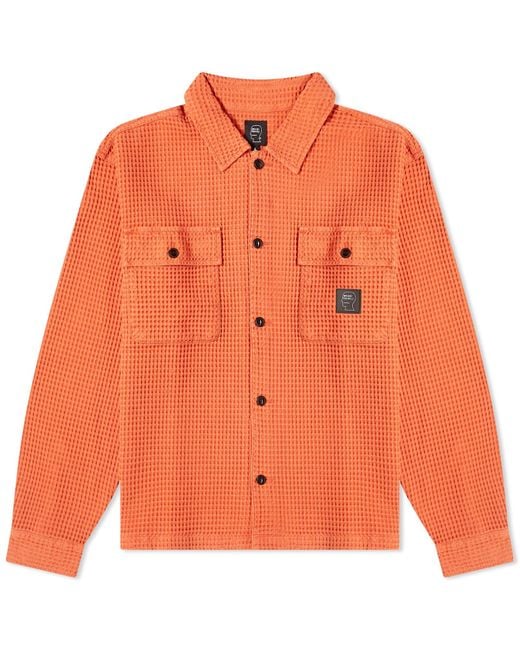 Brain Dead Orange Waffle Button Overshirt for men