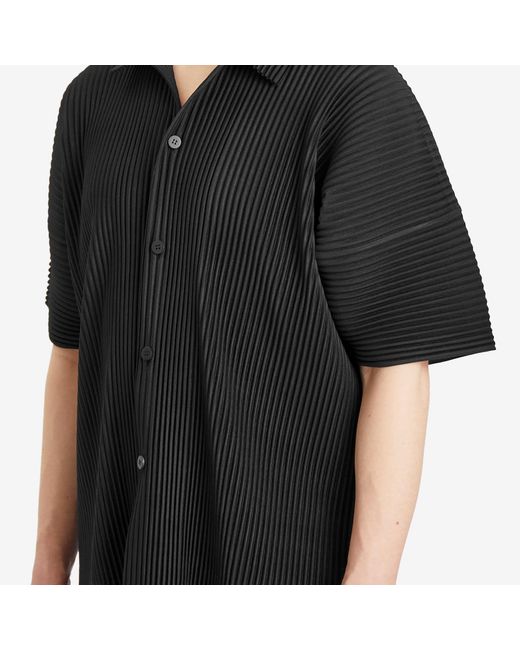 Homme Plissé Issey Miyake Black Pleated Vacation Shirt for men