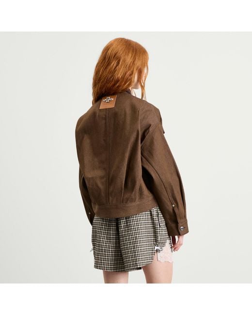 Simone Rocha Brown Cropped Utility Pocket Workwear Jacket