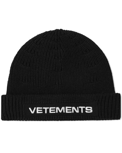 Vetements Black Logo Beanie Hat