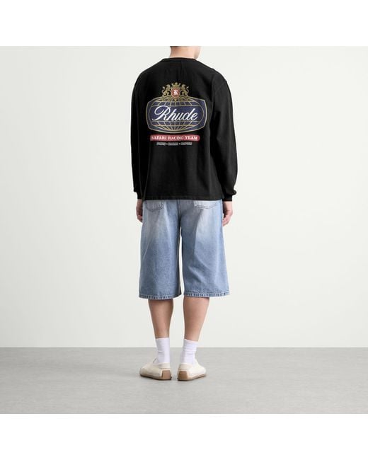 Rhude Black Safari Crest Long Sleeve T-Shirt for men