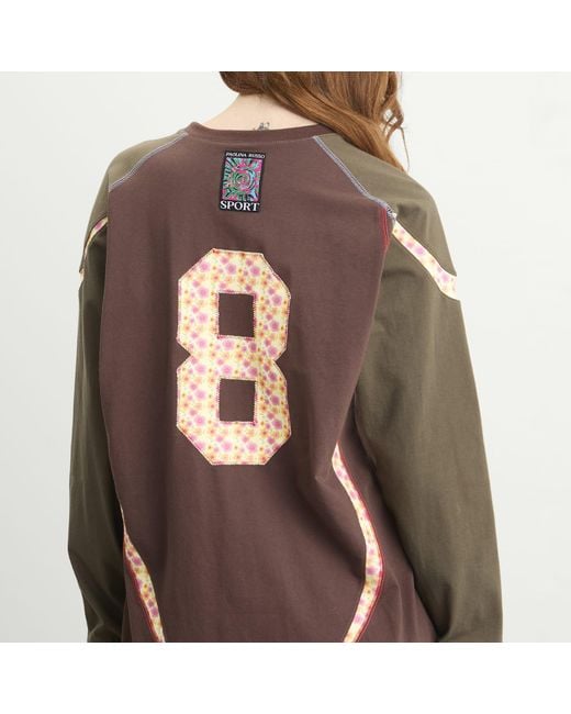 PAOLINA RUSSO Brown Sport Jersey Long Sleeve Top