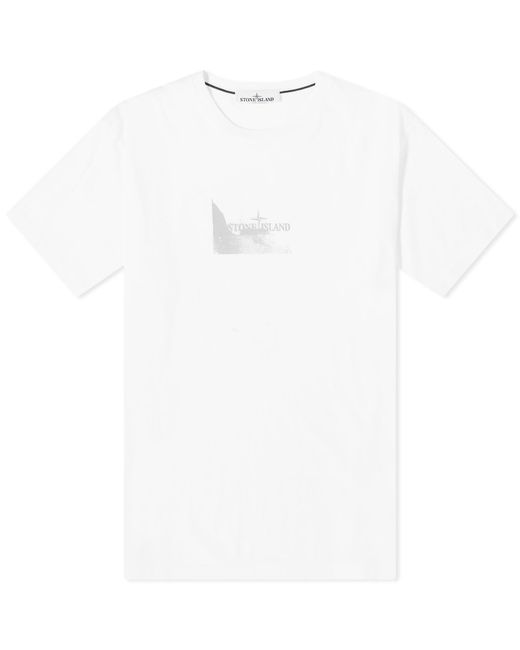 Stone Island White Reflective Badge Print T-Shirt for men