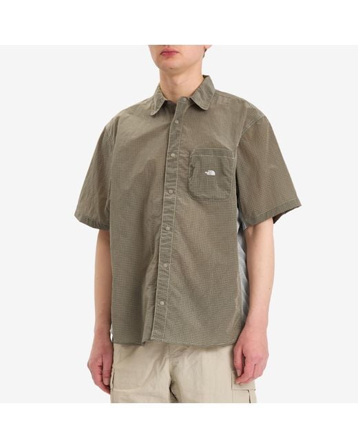 The North Face Green Fabric Mix Short Sleeve Shirt for men