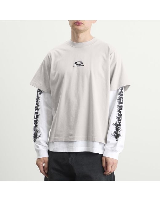 Balenciaga White Metal Merch Double T-Shirt for men