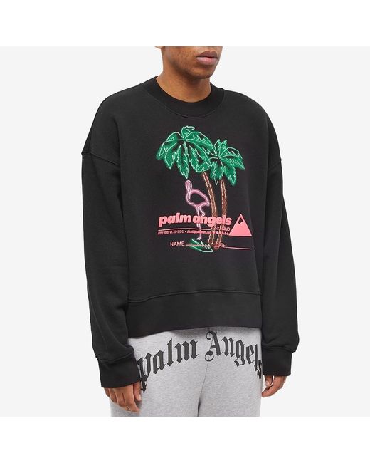 Palm Angels Pa Ski Club Crew Sweat in Black for Men | Lyst