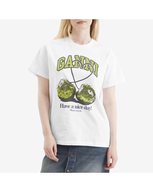 Ganni Cherry Relaxed T-Shirt | Lyst
