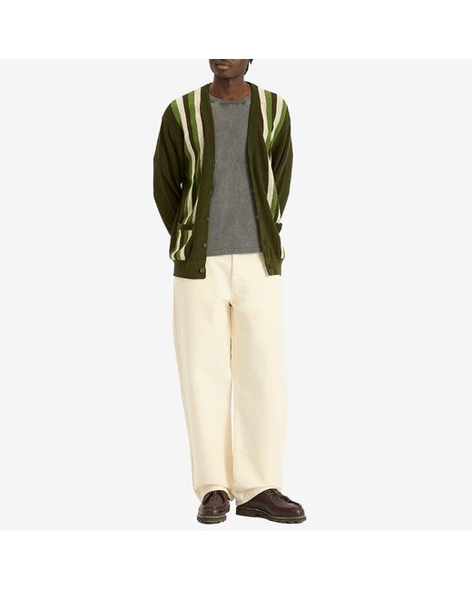 Beams Plus Green Stripe Cardigan for men