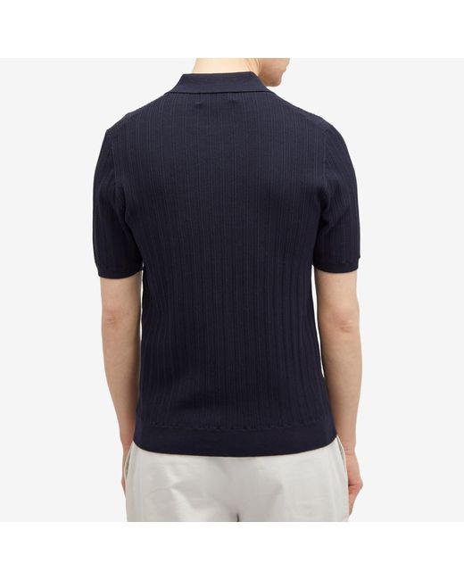 Wax London Blue Naples Knit Polo Shirt for men