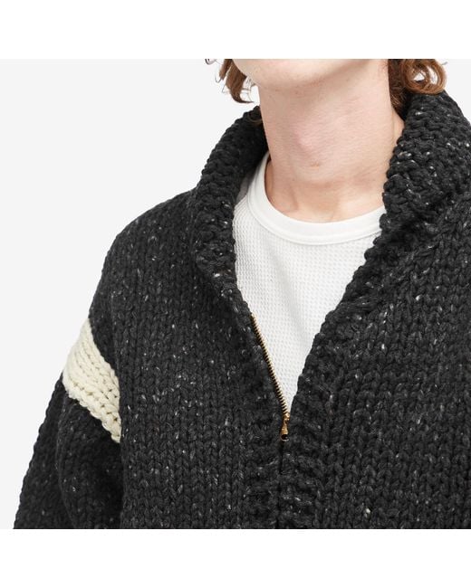 Visvim Black Cowichan Hand Knit Cardigan for men