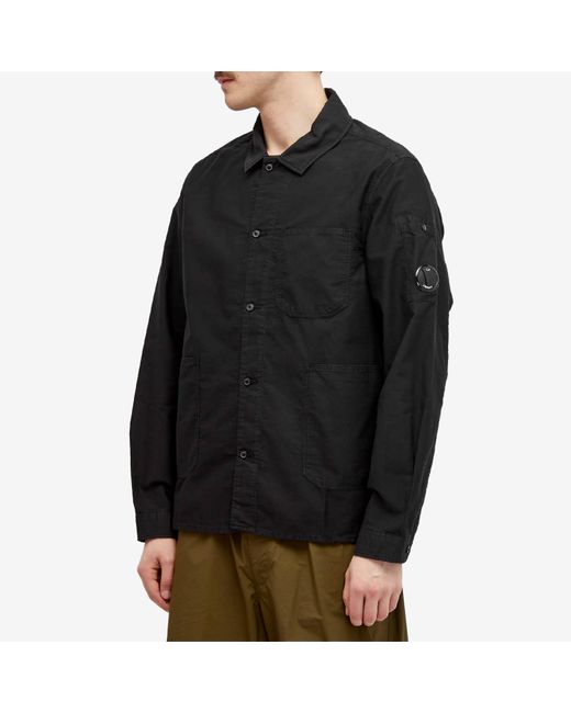 C P Company Black Ottoman Workwear Shirt for men