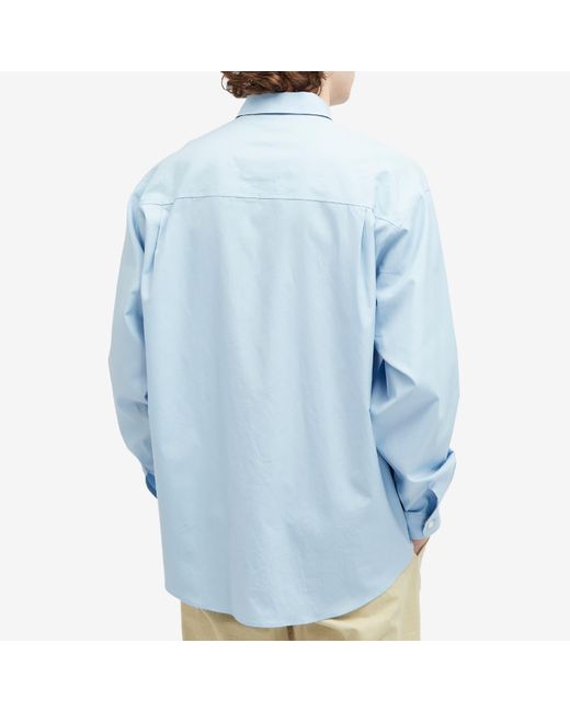 Auralee Blue Washed Finx Shirt Sax for men