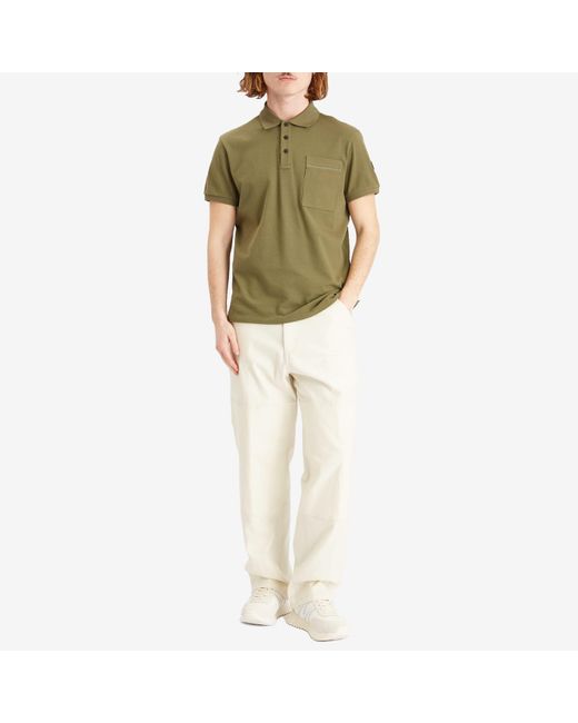Moncler Green Cotton Piquet Polo for men