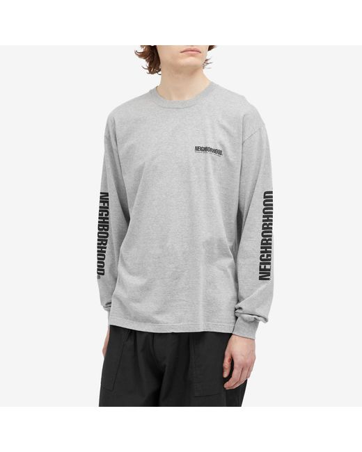 Neighborhood Gray 1 Long Sleeve Printed T-Shirt for men