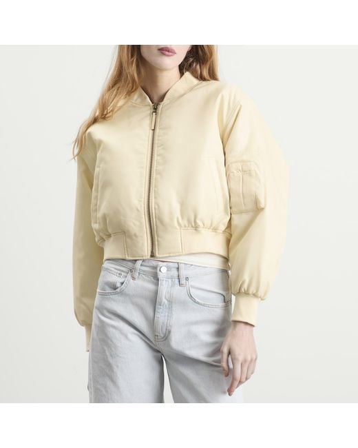 Anine Bing Natural Cropped Leon Bomber Jacket