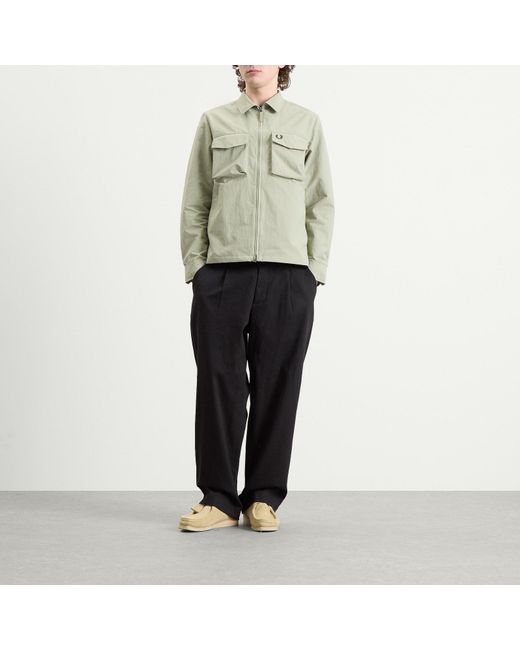 Fred Perry Green Ripstop Pocket Overshirt for men