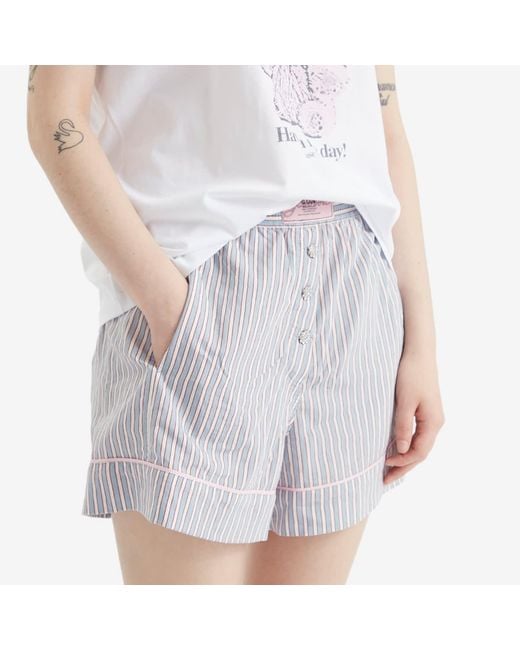 Ganni Gray Yarn Dyed Stripe Elasticated Shorts