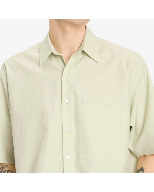 Auralee Natural Washed Finx Twill Big Half Sleeved Shirt for men