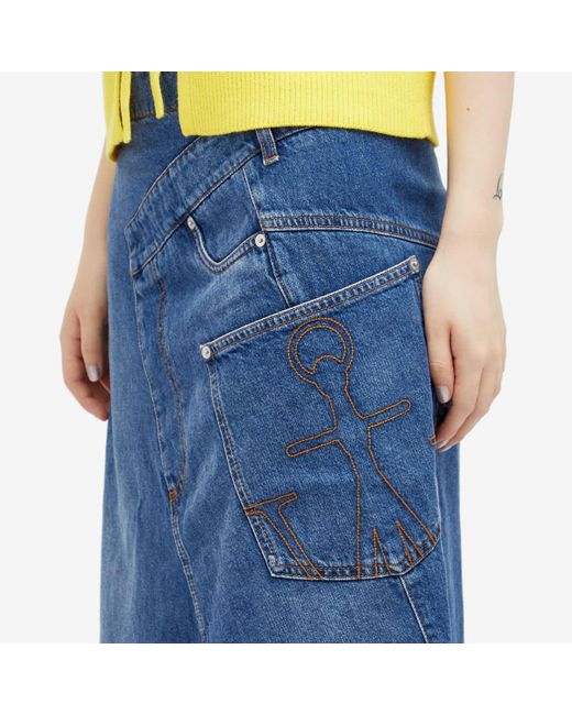 J.W. Anderson Blue Twisted Midi Skirt