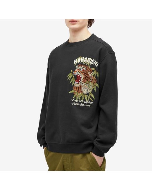 Maharishi Black Maha Tiger Embroidered Sweatshirt for men