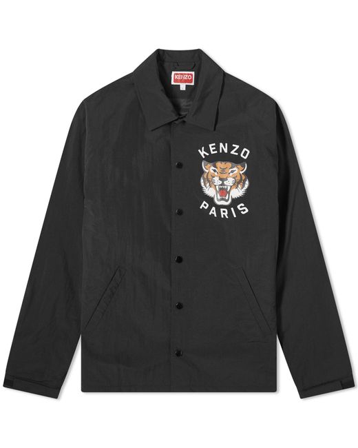 KENZO Black Lucky Tiger Padded Coach Jacket for men
