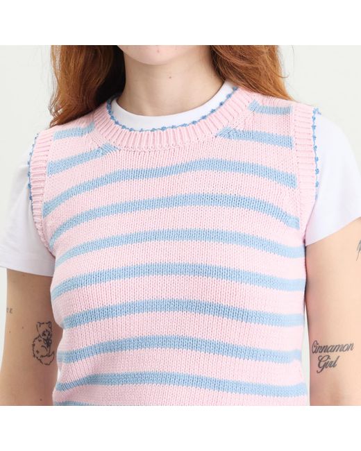 SUNDAYFRUITMARKET Pink Candy Cropped Knitted Vest