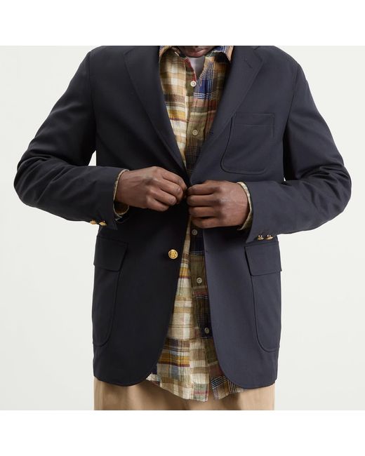 Beams Plus Blue 3 Button Combat Wool Blazer for men