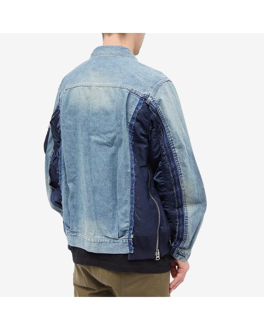 Sacai Denim X Nylon Ma Jacket in Blue for Men   Lyst