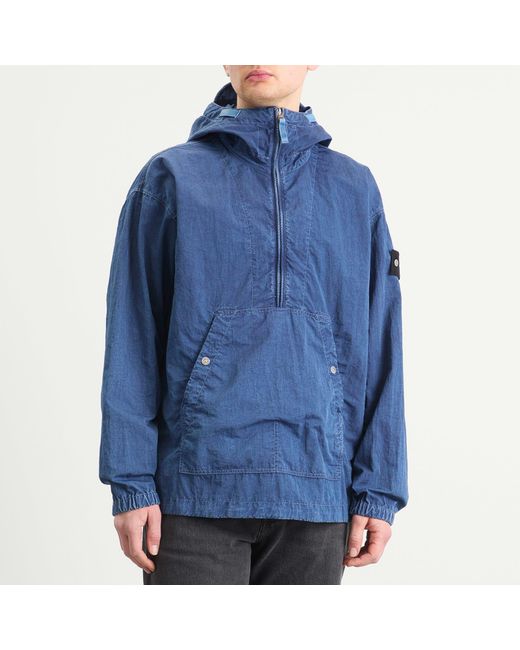 Stone Island Blue Denim Research Nylon-Tc Marmo Parka Jacket for men