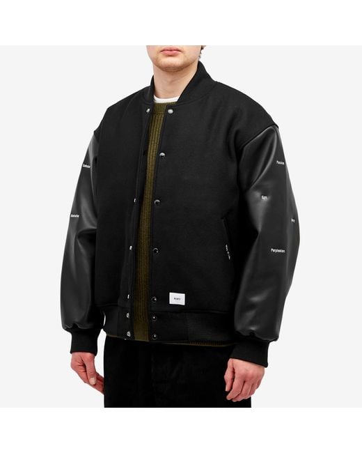 (w)taps Black 06 Varsity Jacket for men