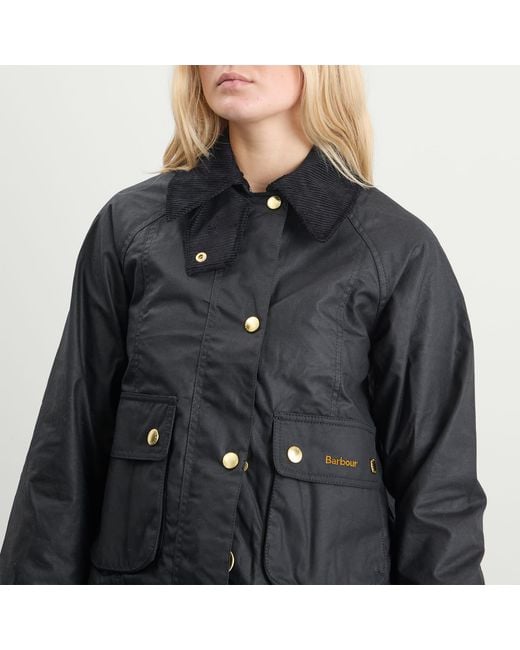 Barbour Black Cropped Beadnell Wax Jacket
